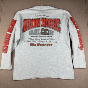 Vintage Iron Horse Saloon Shirt Men's‎ M Gray Bike Week 1997 Quote Graphic USA